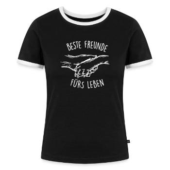 Beste Freunde fürs Leben - Frauen Kontrast-T-Shirt - Schwarz/Weiß - Vorne - Selfina (174cm)