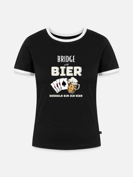 Bridge und Bier - Frauen Kontrast-T-Shirt - Schwarz/Weiß