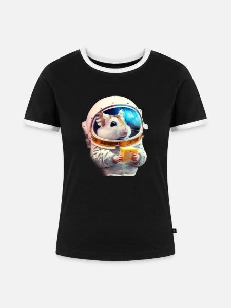 Space Hamster - Frauen Kontrast-T-Shirt - Schwarz/Weiß