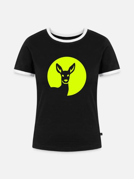 Reh - Frauen Kontrast-T-Shirt - Schwarz/Weiß