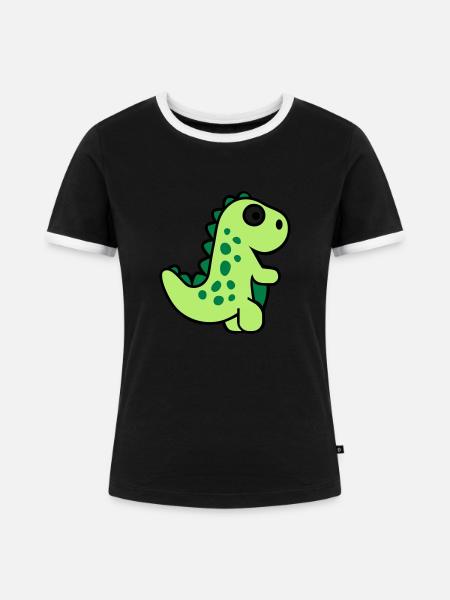 T-Rex - Frauen Kontrast-T-Shirt - Schwarz/Weiß