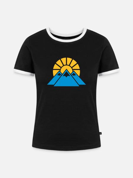 Gebirge - Frauen Kontrast-T-Shirt - Schwarz/Weiß