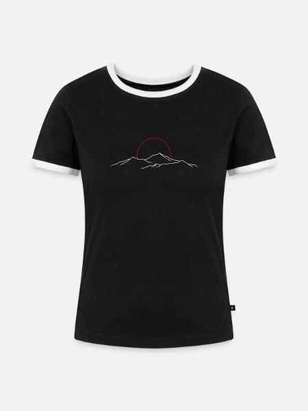 Skizze des Berges - Frauen Kontrast-T-Shirt - Schwarz/Weiß