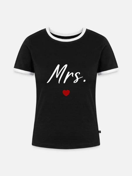 Frau - Frauen Kontrast-T-Shirt - Schwarz/Weiß
