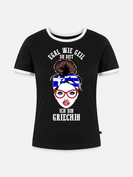 Grieche Griechisches Griechin Griechenland - Frauen Kontrast-T-Shirt - Schwarz/Weiß