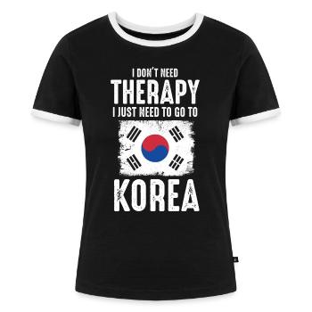 Therapie Korea - Frauen Kontrast-T-Shirt - Schwarz/Weiß - Vorne - Selfina (174cm)