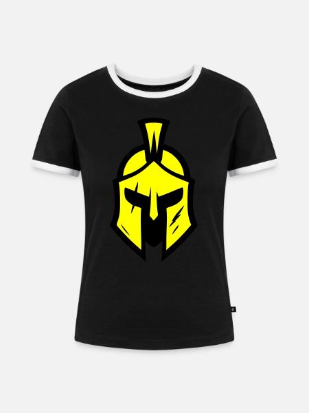 Spartaner Helm Symbol - Frauen Kontrast-T-Shirt - Schwarz/Weiß