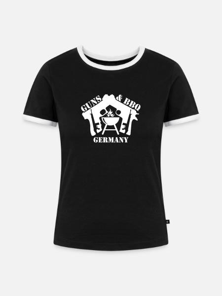 Guns & BBQ Germany - Frauen Kontrast-T-Shirt - Schwarz/Weiß