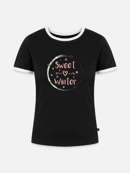 Winter - Frauen Kontrast-T-Shirt - Schwarz/Weiß