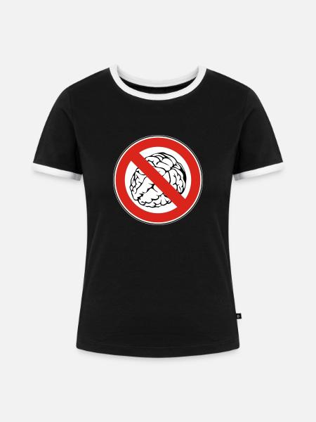 NO BRAIN - Frauen Kontrast-T-Shirt - Schwarz/Weiß