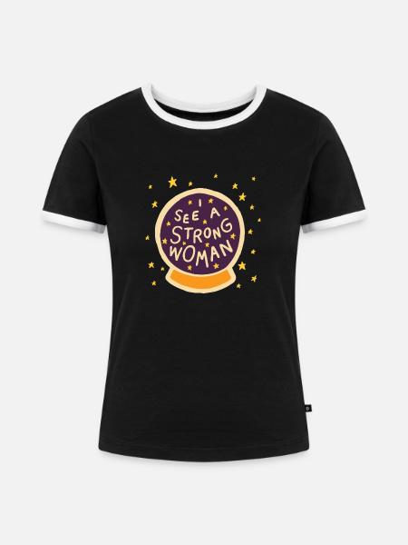 Starke Frau Grafik - Frauen Kontrast-T-Shirt - Schwarz/Weiß