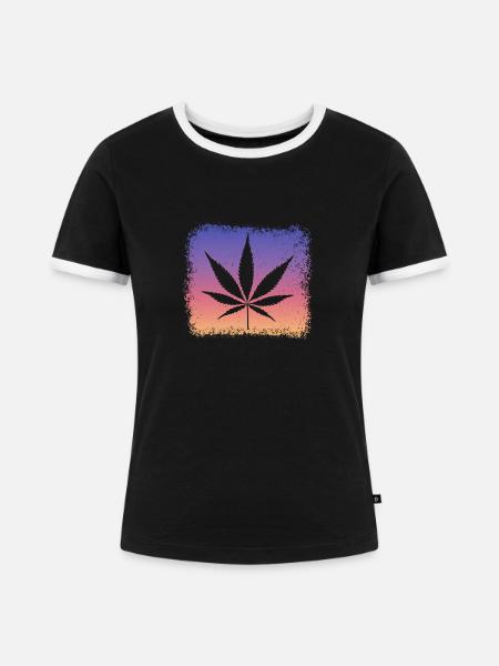 Weed, Kiffen, Kiffer, Stoner - Frauen Kontrast-T-Shirt - Schwarz/Weiß