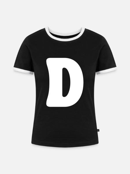 D - Frauen Kontrast-T-Shirt - Schwarz/Weiß