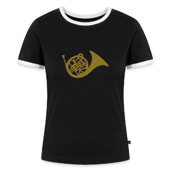 Horn - Frauen Kontrast-T-Shirt - Schwarz/Weiß - Vorne - Selfina (174cm)