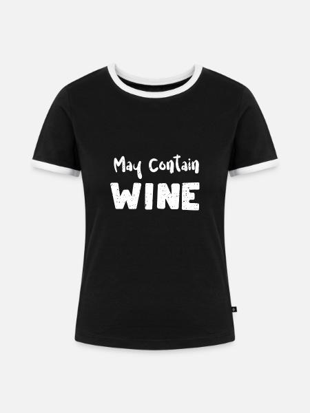 May Contain Wine - Wine - Frauen Kontrast-T-Shirt - Schwarz/Weiß