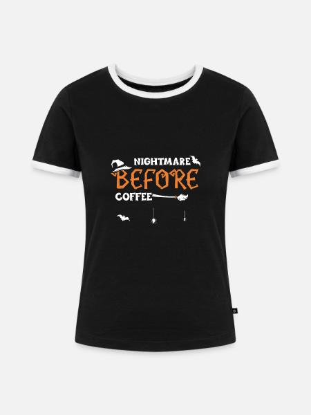 Nightmare Before Coffee - Frauen Kontrast-T-Shirt - Schwarz/Weiß