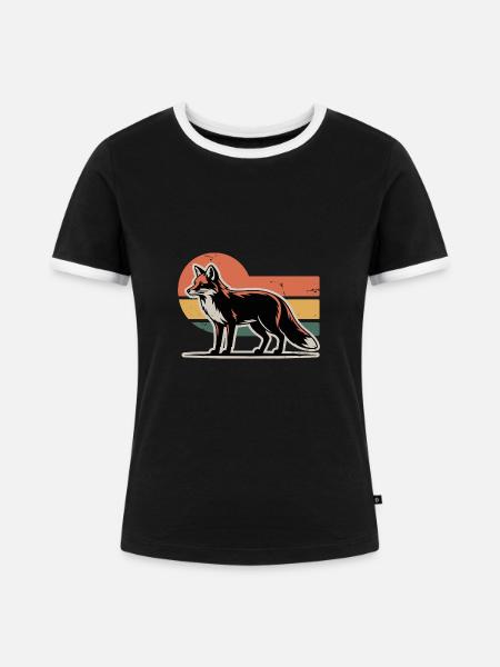 Fuchs Tier - Frauen Kontrast-T-Shirt - Schwarz/Weiß