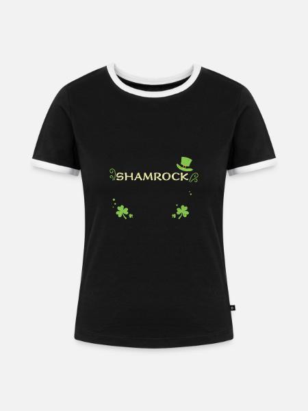 Shamrock - St. Patrick's Day - Frauen Kontrast-T-Shirt - Schwarz/Weiß