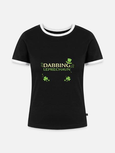 Dabbing Leprechaun - Frauen Kontrast-T-Shirt - Schwarz/Weiß