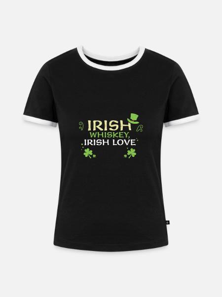 Irish whiskey, Irish love - Frauen Kontrast-T-Shirt - Schwarz/Weiß