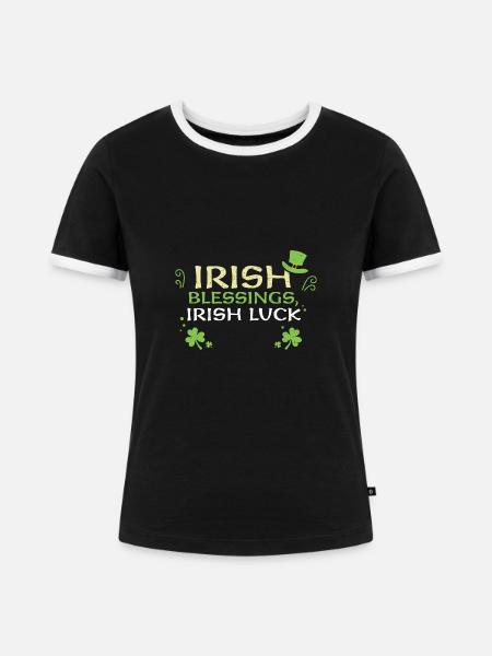 Irish blessings, Irish luck - Frauen Kontrast-T-Shirt - Schwarz/Weiß