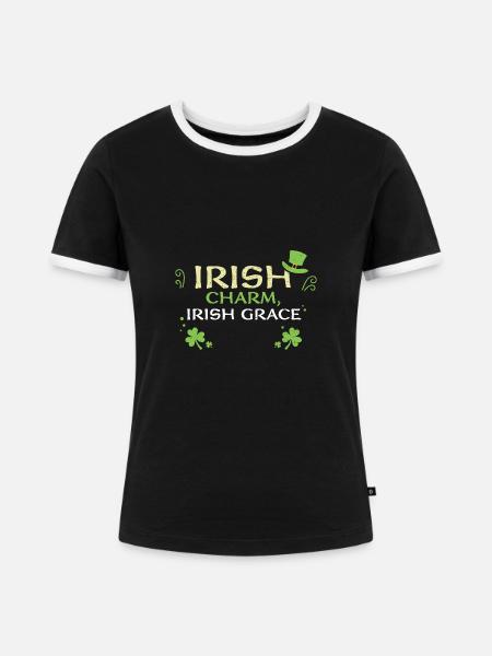 Irish charm, Irish grace - Frauen Kontrast-T-Shirt - Schwarz/Weiß