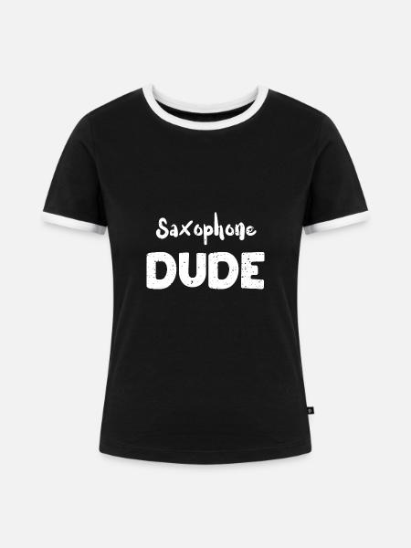 Saxophone Dude - Music - Frauen Kontrast-T-Shirt - Schwarz/Weiß