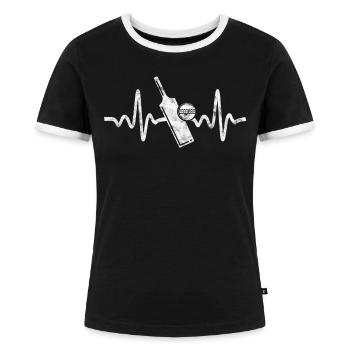 Cricket - Cricketspiel - Frauen Kontrast-T-Shirt - Schwarz/Weiß - Vorne - Selfina (174cm)