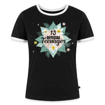 13 Geburtstag Teenager Teenie Geburtstagsgeschenk - Frauen Kontrast-T-Shirt - Schwarz/Weiß - Vorne - Selfina (174cm)