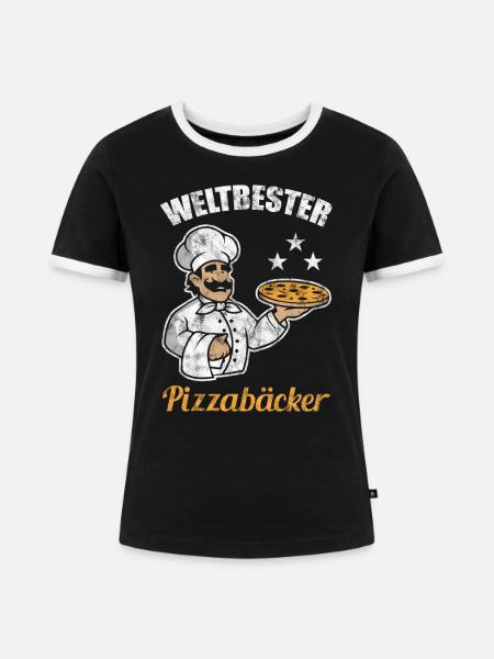 Weltbester Pizzabäcker Geschenkidee - Frauen Kontrast-T-Shirt - Schwarz/Weiß