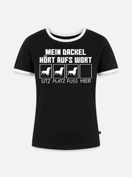 Dackel Geschenke - Frauen Kontrast-T-Shirt - Schwarz/Weiß