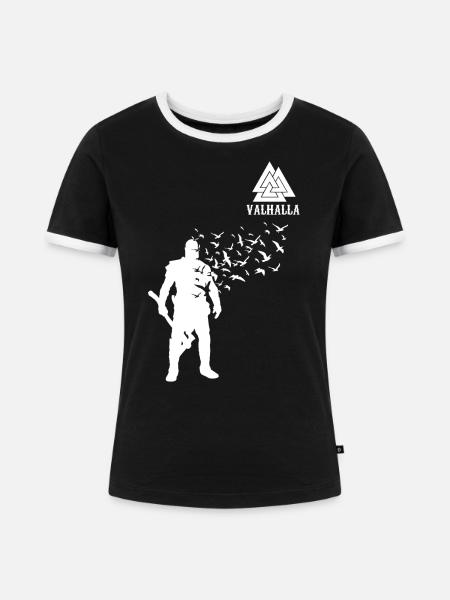 Valhalla Wikinger Axt Krieger Geschenk - Frauen Kontrast-T-Shirt - Schwarz/Weiß