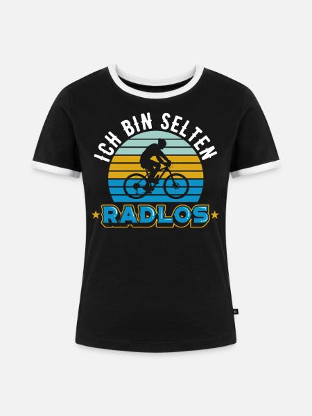 Fahrrad | Ich bin selten Radlos - Frauen Kontrast-T-Shirt - Schwarz/Weiß