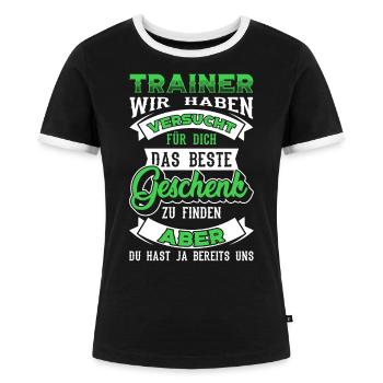 Fußballtrainer Trainer - Frauen Kontrast-T-Shirt - Schwarz/Weiß - Vorne - Selfina (174cm)