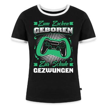 Gamer Spruch - Frauen Kontrast-T-Shirt - Schwarz/Weiß - Vorne - Selfina (174cm)