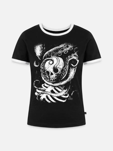Verheddert in der Tiefe - Frauen Kontrast-T-Shirt - Schwarz/Weiß
