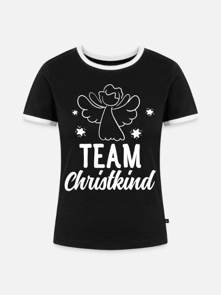 Team Christkind - Frauen Kontrast-T-Shirt - Schwarz/Weiß