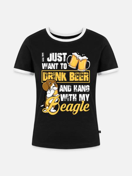 Bier Trinken - Frauen Kontrast-T-Shirt - Schwarz/Weiß