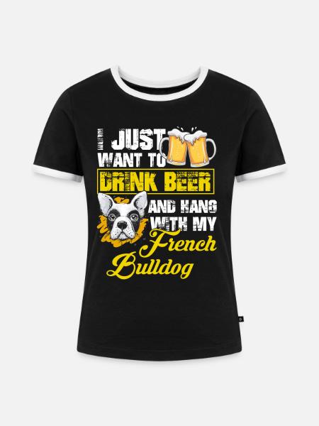 Bier Trinken - Frauen Kontrast-T-Shirt - Schwarz/Weiß
