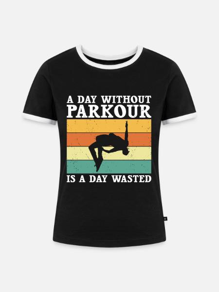 Parkour - Frauen Kontrast-T-Shirt - Schwarz/Weiß