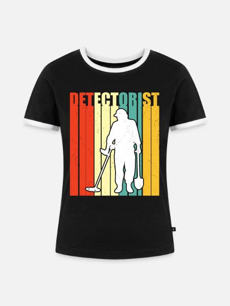 Metalldetektor - Frauen Kontrast-T-Shirt - Schwarz/Weiß