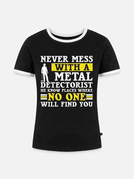 Metalldetektor - Frauen Kontrast-T-Shirt - Schwarz/Weiß