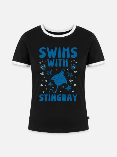 Stachelrochen - Frauen Kontrast-T-Shirt - Schwarz/Weiß