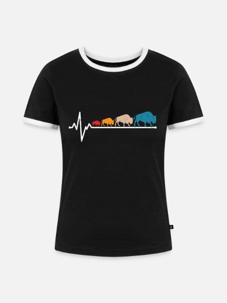 Bison - Frauen Kontrast-T-Shirt - Schwarz/Weiß