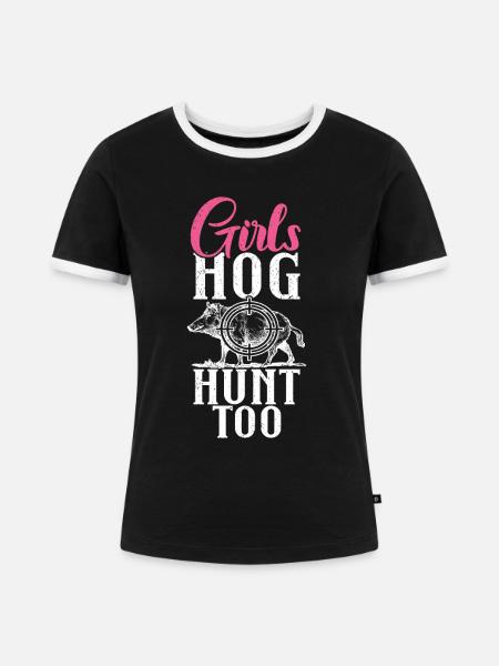 Schweinejagd Jäger Schweinejagd - Frauen Kontrast-T-Shirt - Schwarz/Weiß