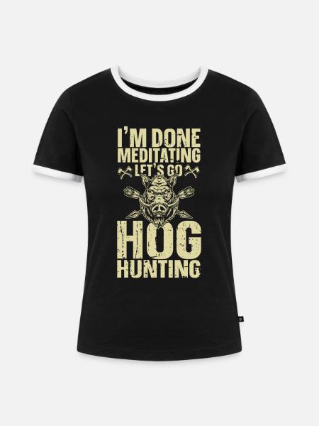 Schweinejagd Jäger Schweinejagd - Frauen Kontrast-T-Shirt - Schwarz/Weiß