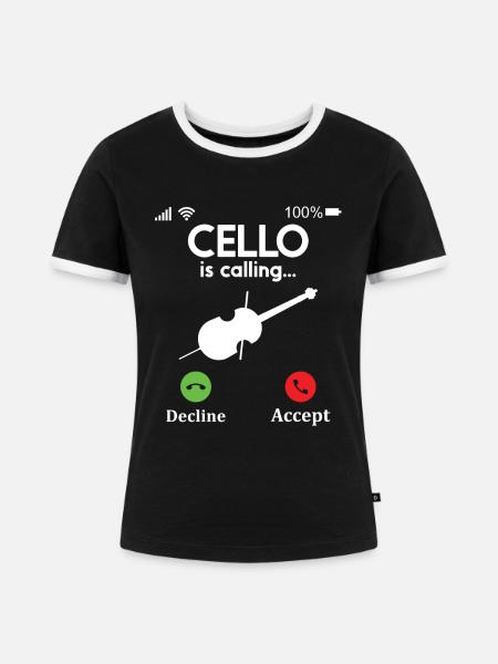 Cello -Musikinstrument - Frauen Kontrast-T-Shirt - Schwarz/Weiß