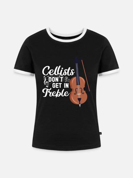 Cello -Musikinstrument - Frauen Kontrast-T-Shirt - Schwarz/Weiß