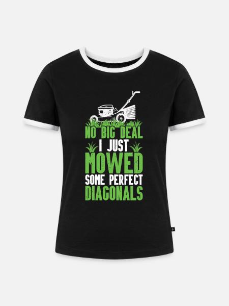 Rasenmähen - Frauen Kontrast-T-Shirt - Schwarz/Weiß