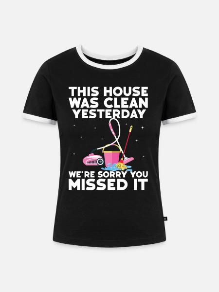 Haushalt - Frauen Kontrast-T-Shirt - Schwarz/Weiß